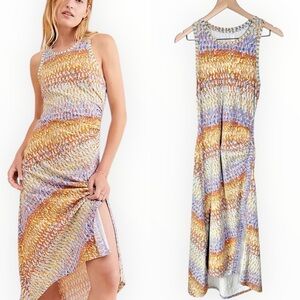 Anthropologie Daily Practice Midi Dress Size Medium Motif Treasure Purple Pastel